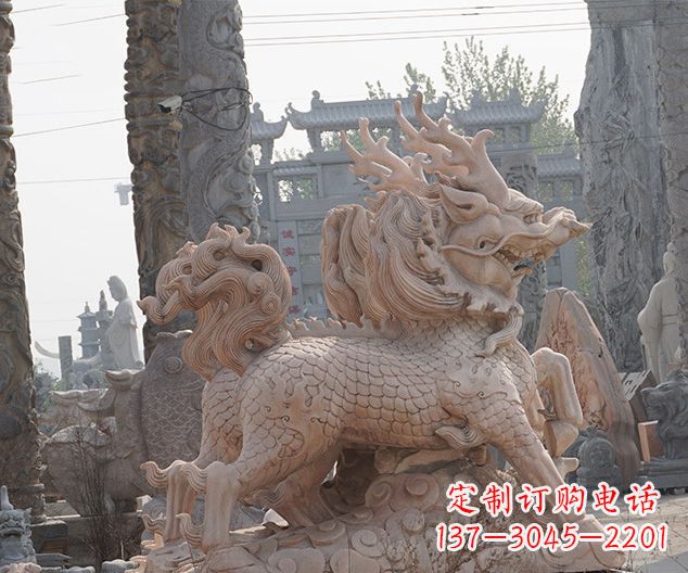 河南中领雕塑:古典麒麟石雕,美丽传承