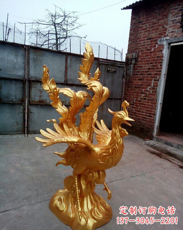 河南传统铜质凤凰雕塑