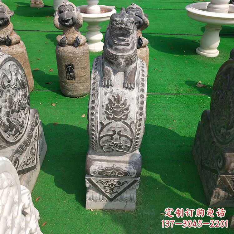 河南古代石雕狮子门墩雕塑