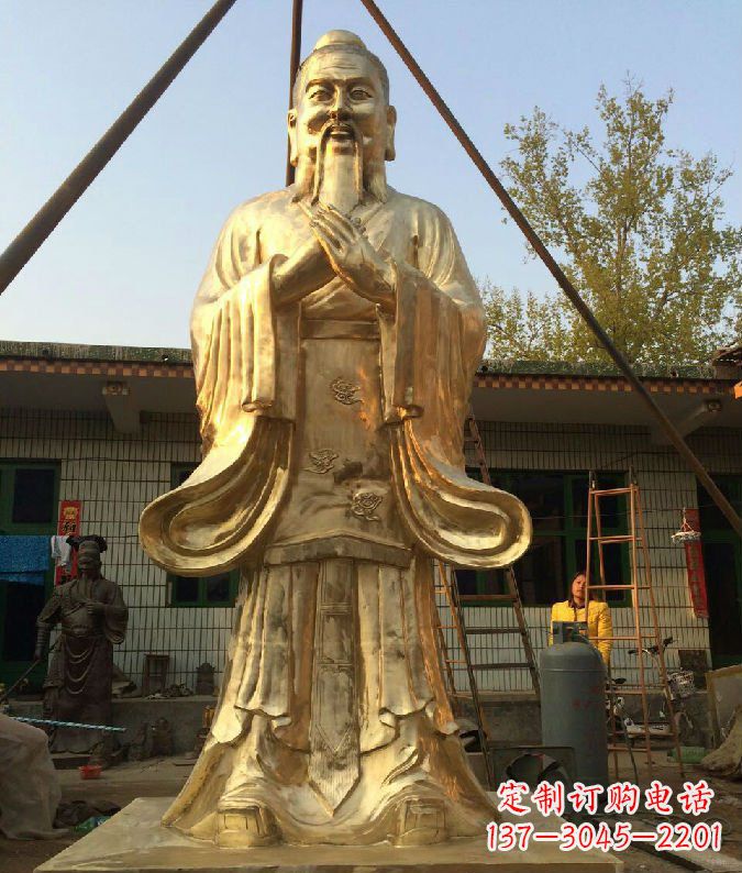 河南古代思想家人物孔子铜雕