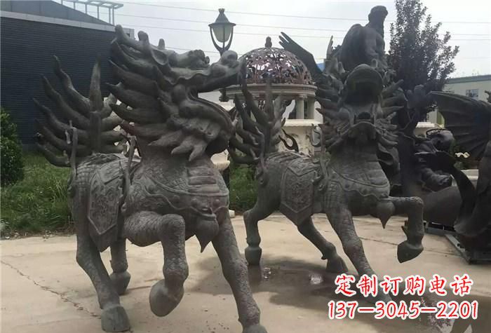 河南精美的古典铜麒麟雕塑