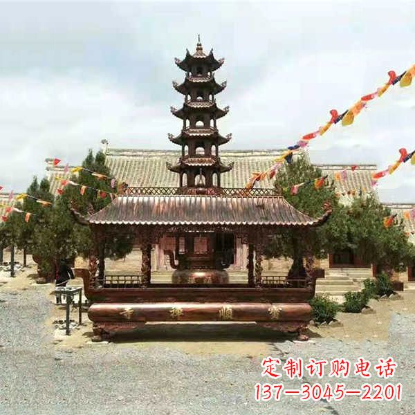 河南全新古典铜香炉雕龙塑型双耳方形器皿