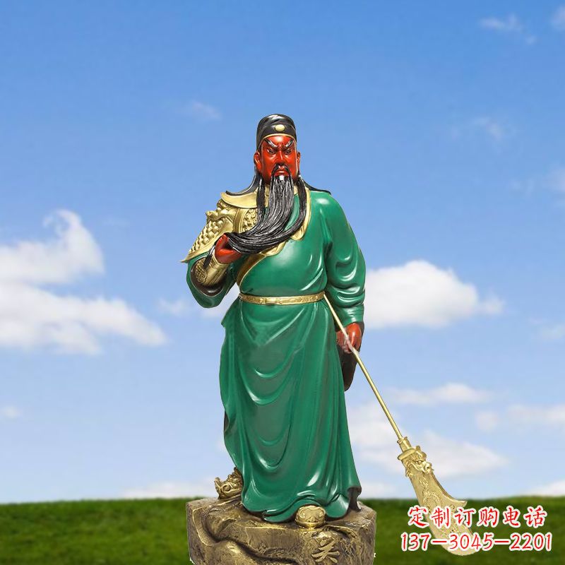 河南精美彩绘关公雕塑