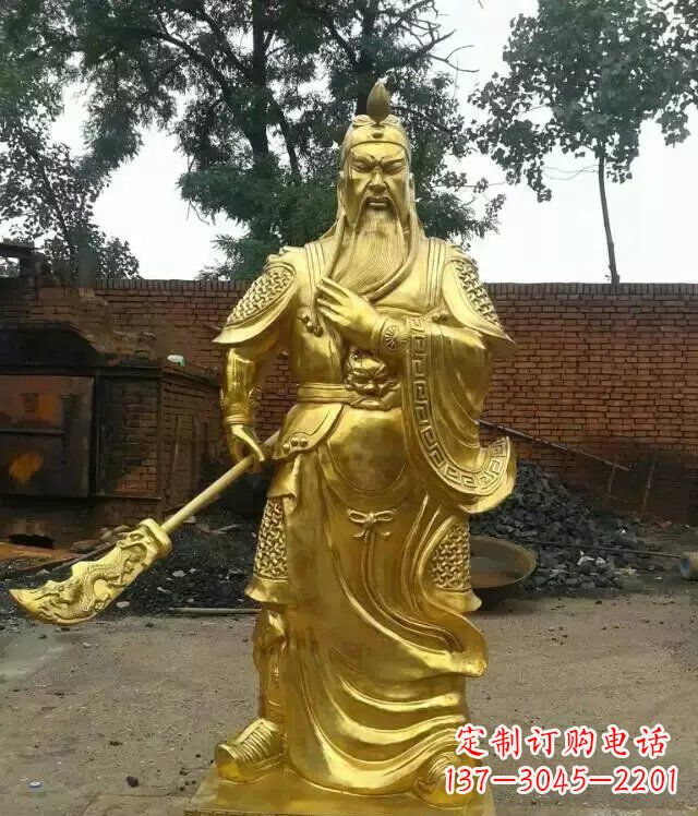 河南关公提刀武财神铜雕 (5)