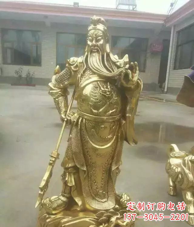 河南中领雕塑定制关公提刀武财神铜雕
