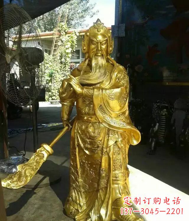 河南关公提刀武财神铜雕 (6)