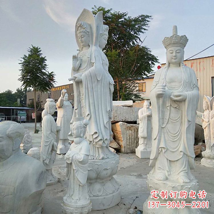 河南中领雕塑-观音石雕汉白玉菩萨