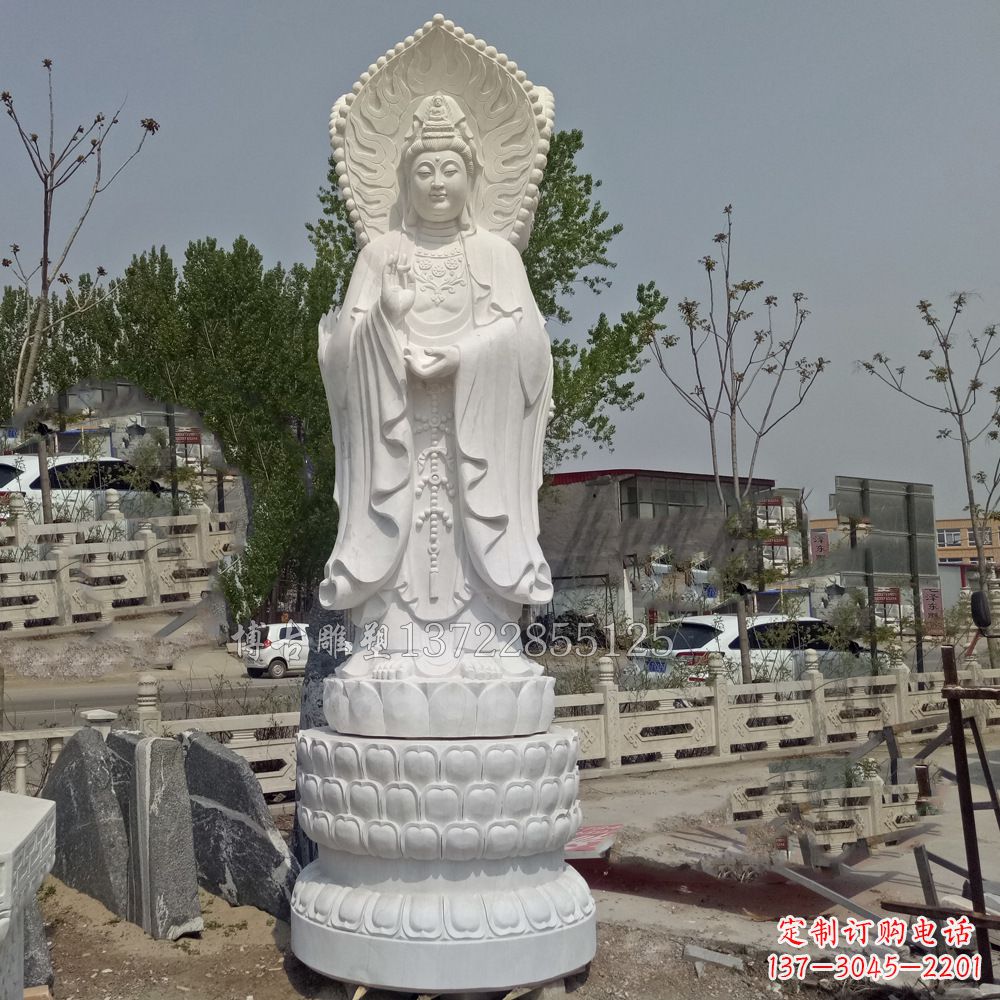 河南观音菩萨汉白玉石精美雕塑