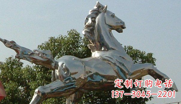 河南广场不锈钢奔马雕塑 (2)