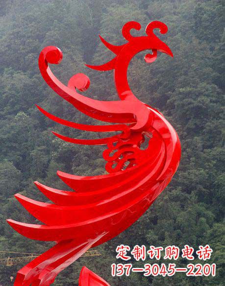 河南广场不锈钢彩色凤凰雕塑