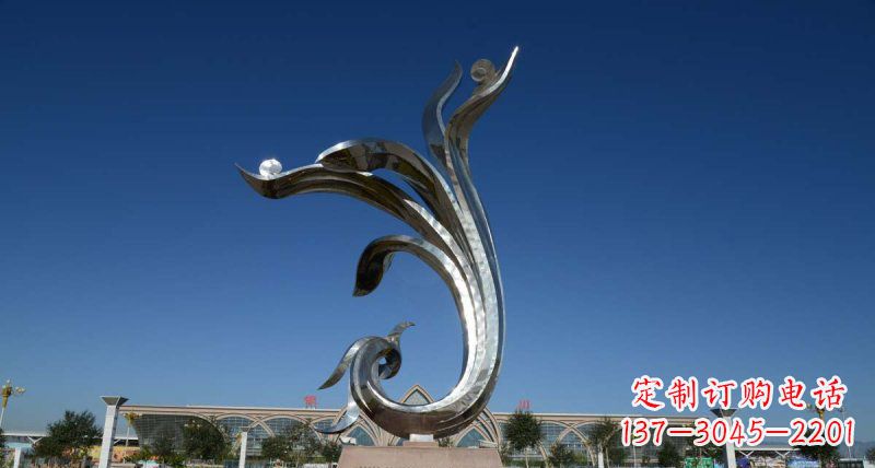 河南优雅迷人的不锈钢抽象凤凰雕塑