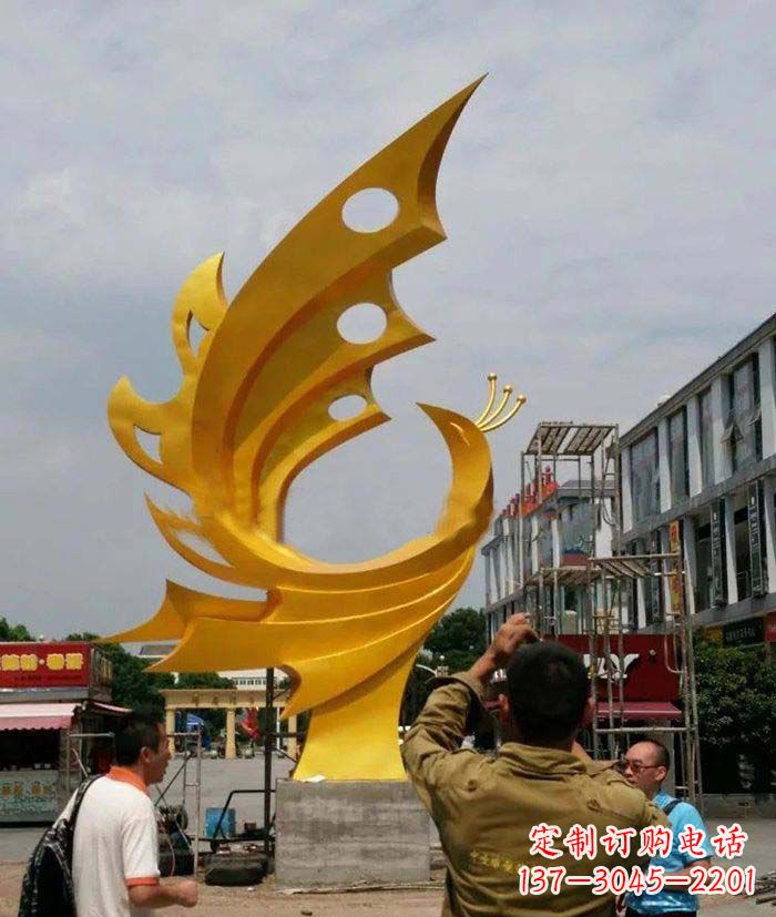 河南广场不锈钢抽象凤凰雕塑1