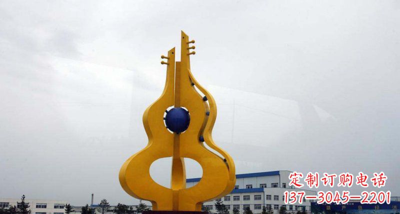 河南广场不锈钢抽象葫芦琵琶雕塑 (2)