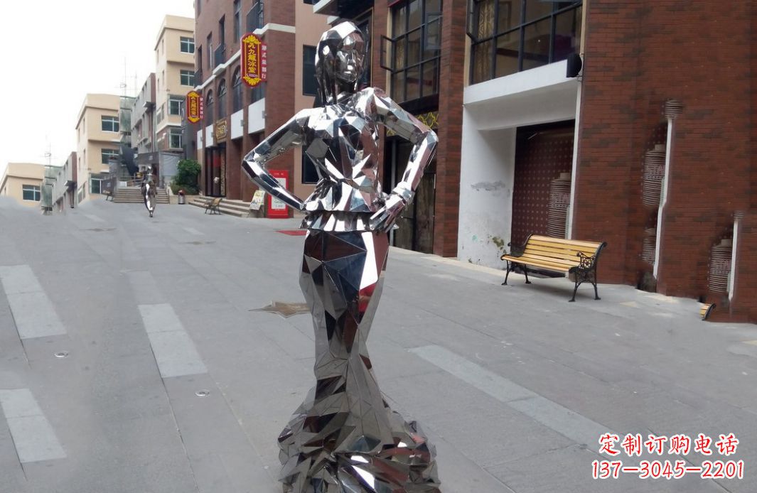 河南以美丽的姿态展示不锈钢美女雕塑