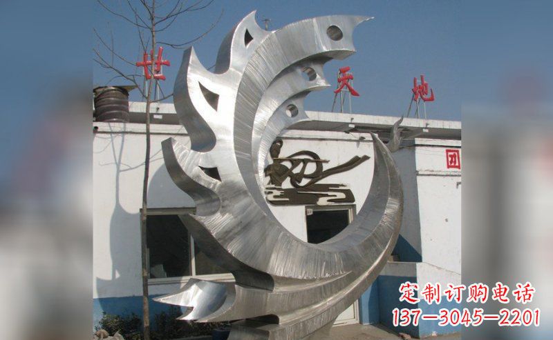 河南广场不锈钢抽象鸟凤凰雕塑