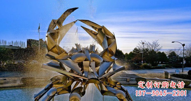 河南广场不锈钢抽象螃蟹喷泉景观雕塑