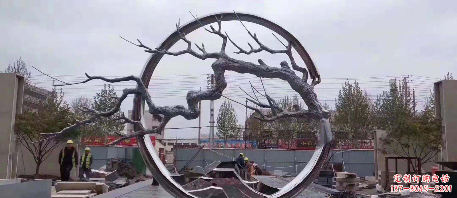 河南广场不锈钢抽象树枝雕塑