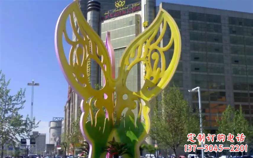 河南广场不锈钢雕刻蝴蝶雕塑