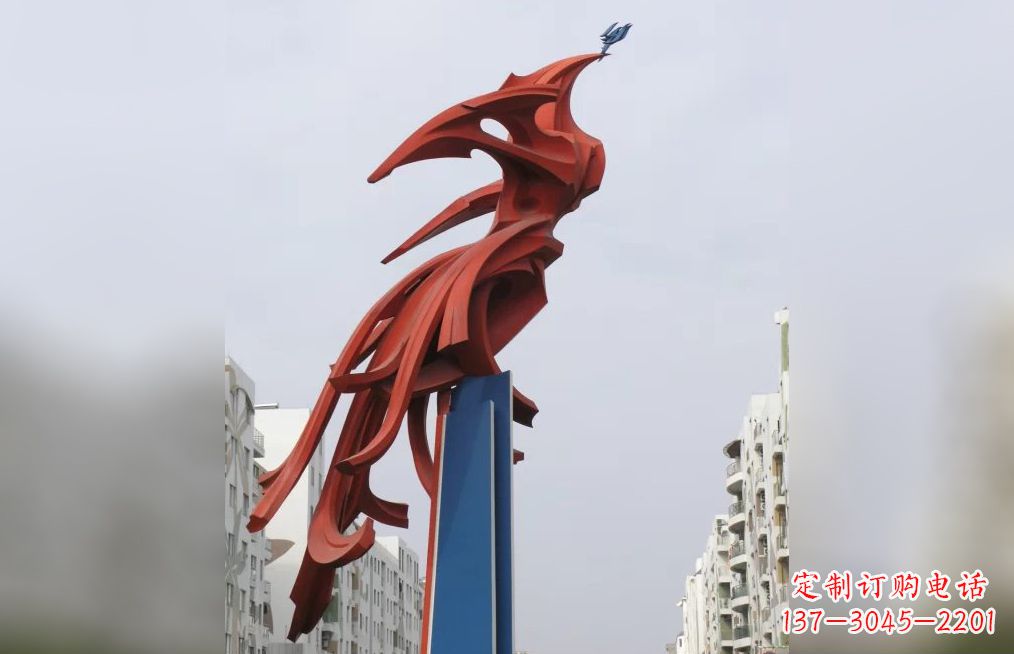 河南中领雕塑制作,精美不锈钢凤凰抽象雕塑