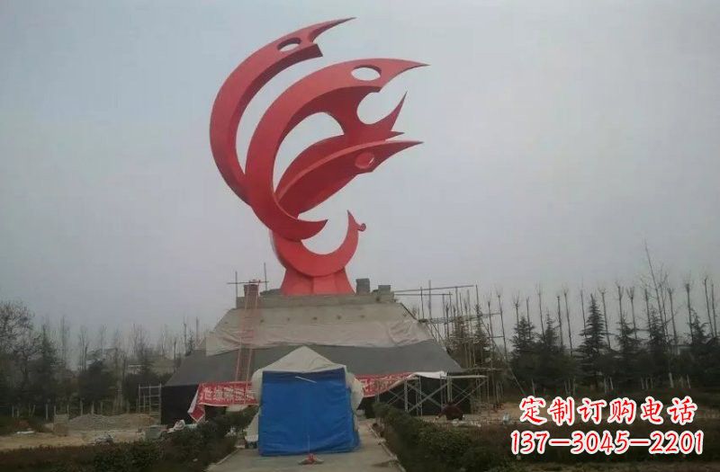 河南广场不锈钢凤凰雕塑222