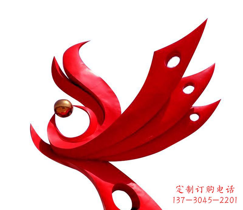 河南广场不锈钢凤凰社区雕塑
