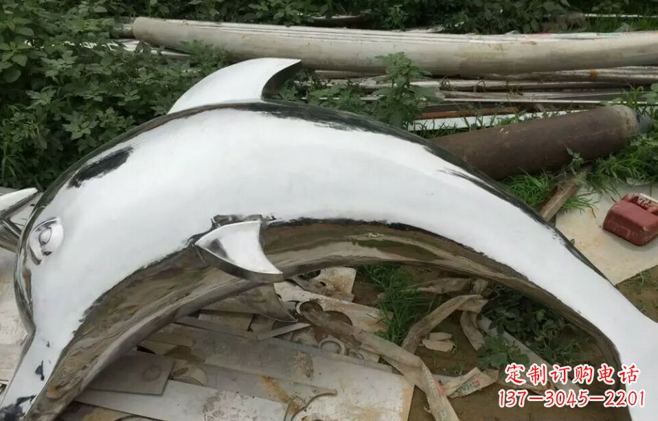 河南广场不锈钢海豚雕塑 (2)