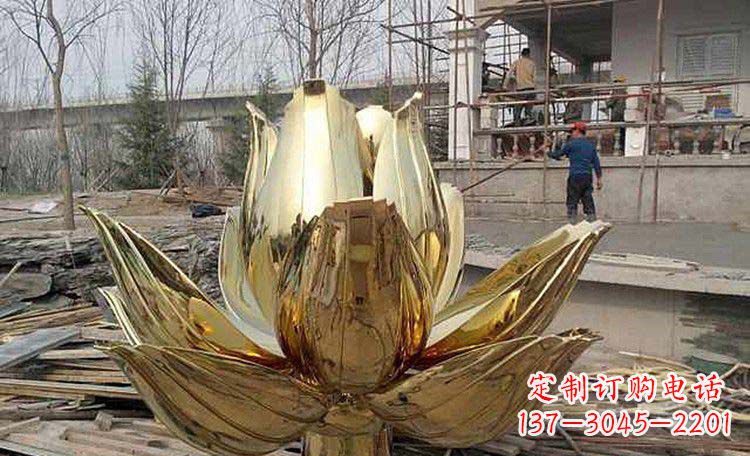 河南超大型不锈钢莲花雕塑,惊艳定制空间
