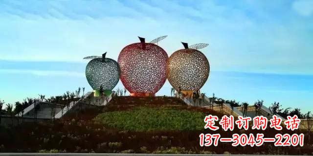 河南精美大气的不锈钢苹果雕塑
