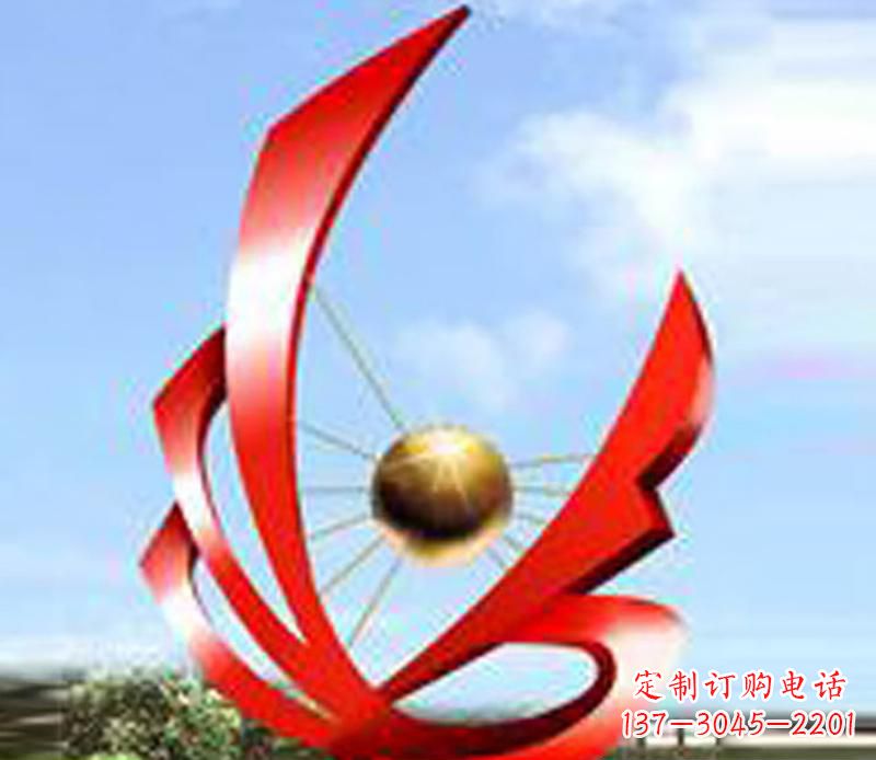 河南让风带来梦想——中领雕塑飘带球网景观雕塑