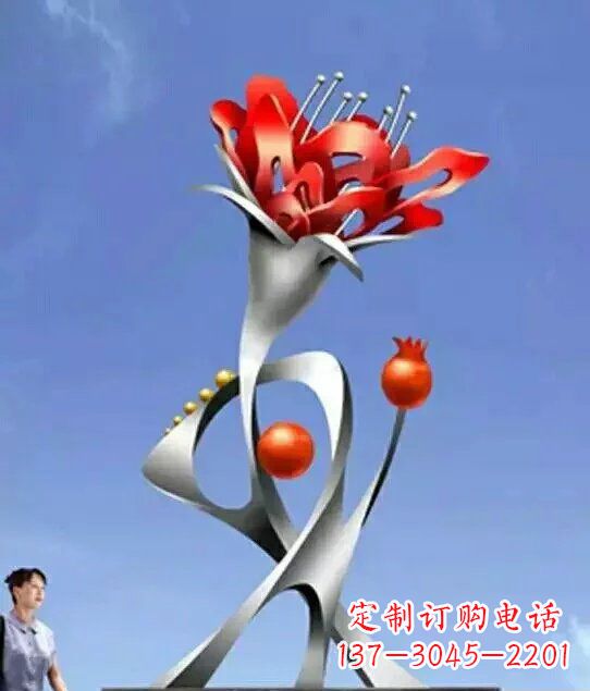 河南引以为傲的不锈钢石榴雕塑