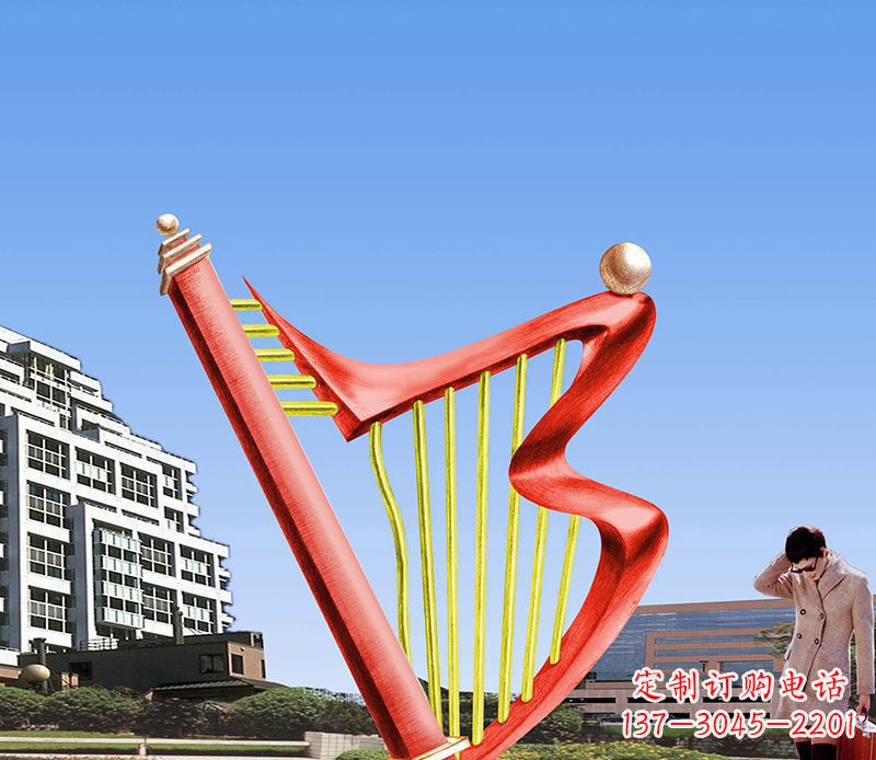 河南精美不锈钢竖琴雕塑