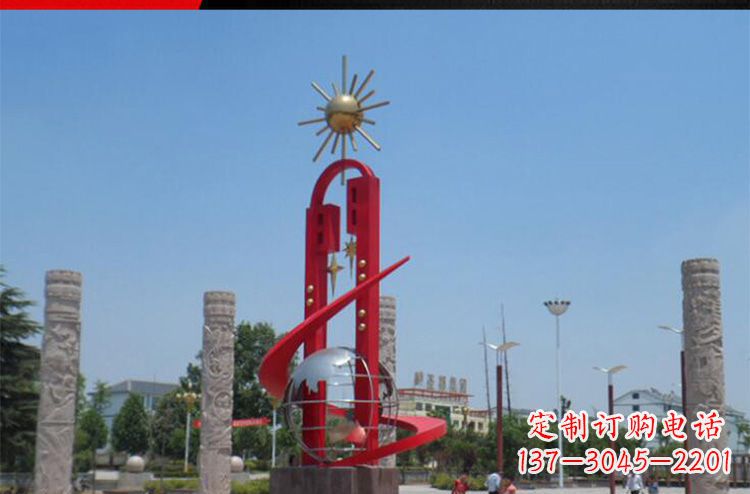 河南广场不锈钢太阳花景观雕塑