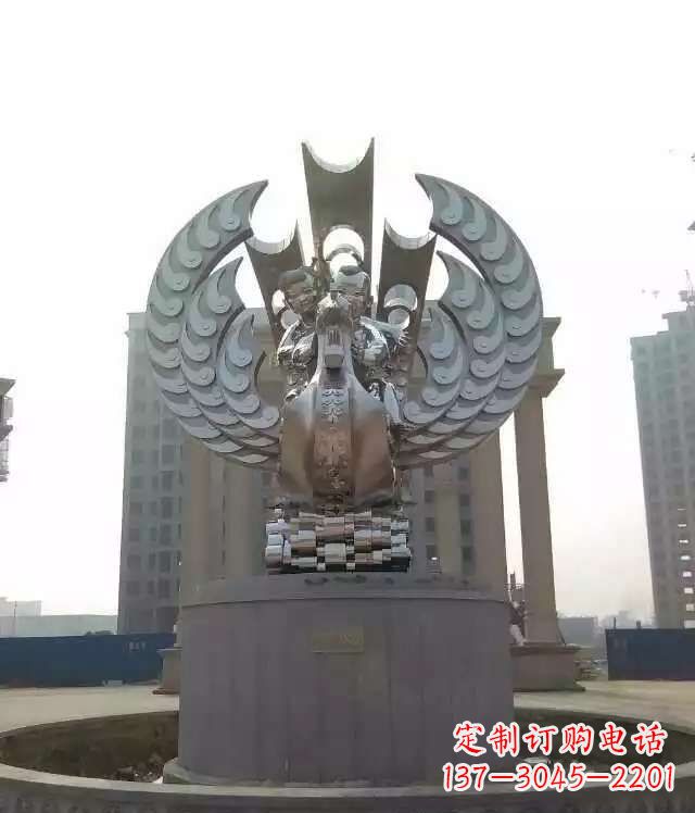 河南广场不锈钢童趣凤凰雕塑