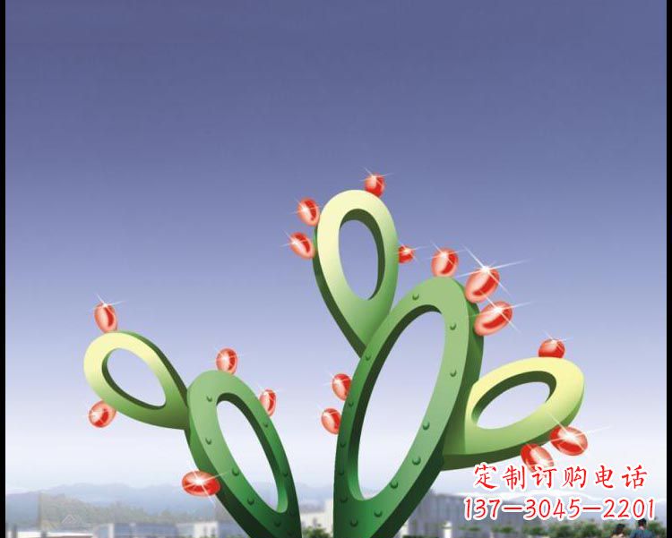 河南视觉焕发的不锈钢仙人掌景观雕塑