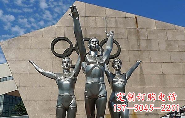 河南广场不锈钢运动员和五环雕塑