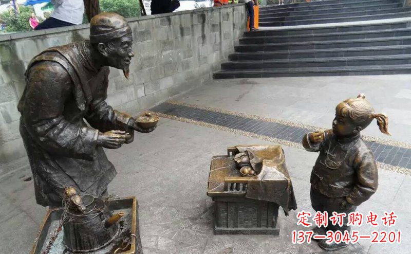 河南小女孩铜雕,古朴优雅