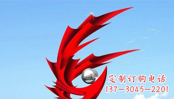 河南广场抽象凤凰不锈钢雕塑 (2)
