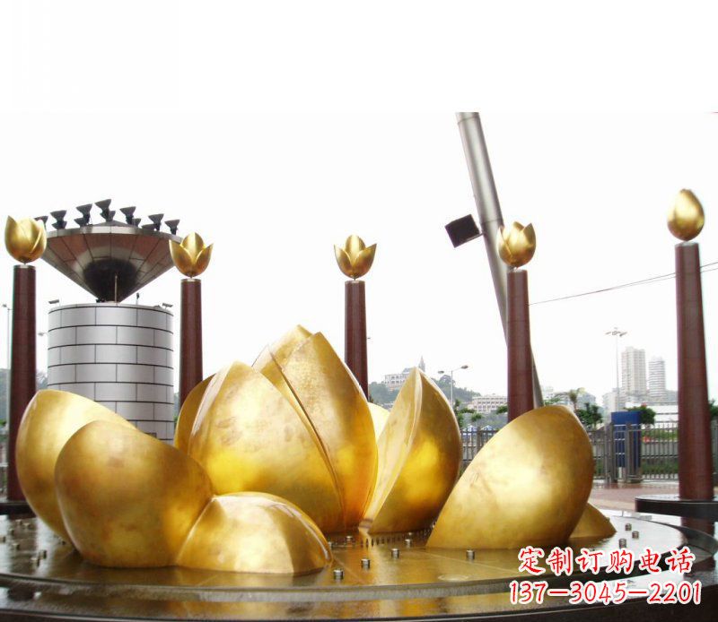 河南全新设计!中领雕塑莲花抽象广场雕塑