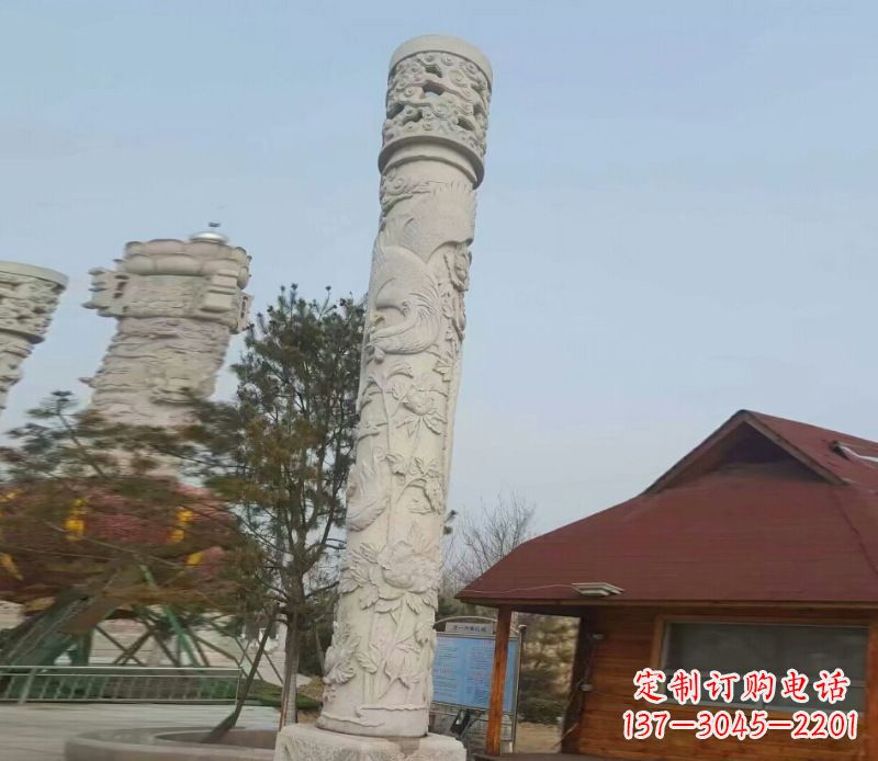 河南广场大理石龙柱景观石雕_1