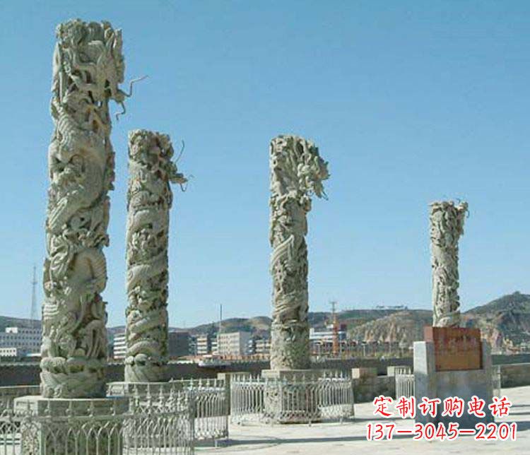 河南广场大理石盘龙柱景观石雕 (4)