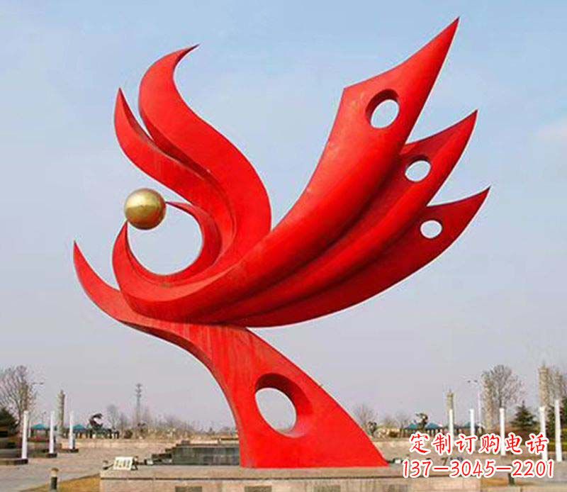 河南广场凤凰宝地不锈钢雕塑