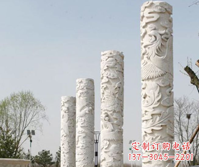 河南广场凤凰浮雕龙柱景观石雕