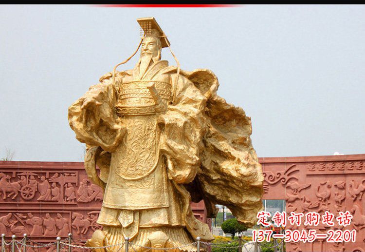 河南广场古代皇帝刘邦铜雕
