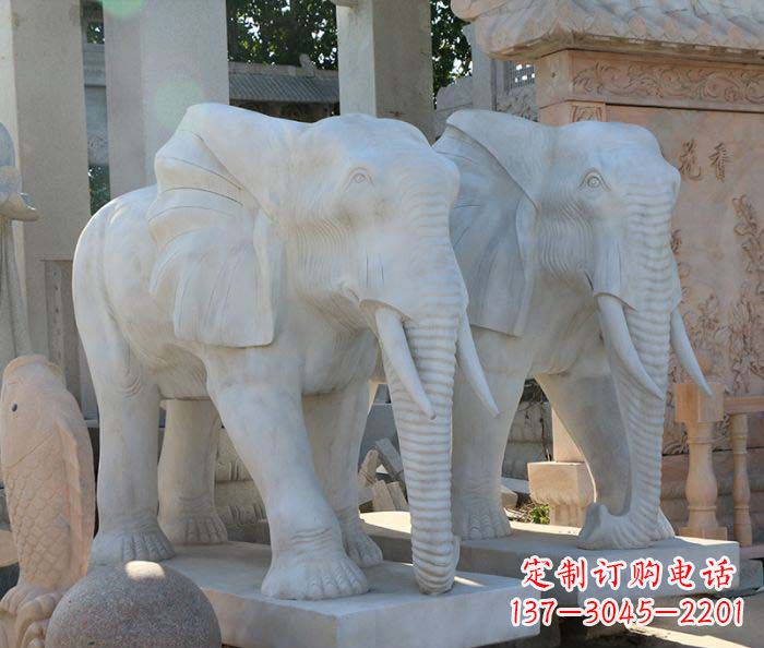 河南广场景观大理石大象石雕 (3)