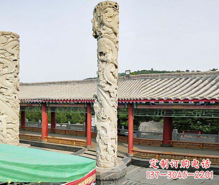 河南广场景观大理石龙柱石雕 (2)