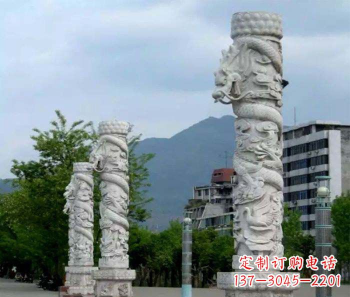 河南广场景观大理石龙柱石雕 (3)
