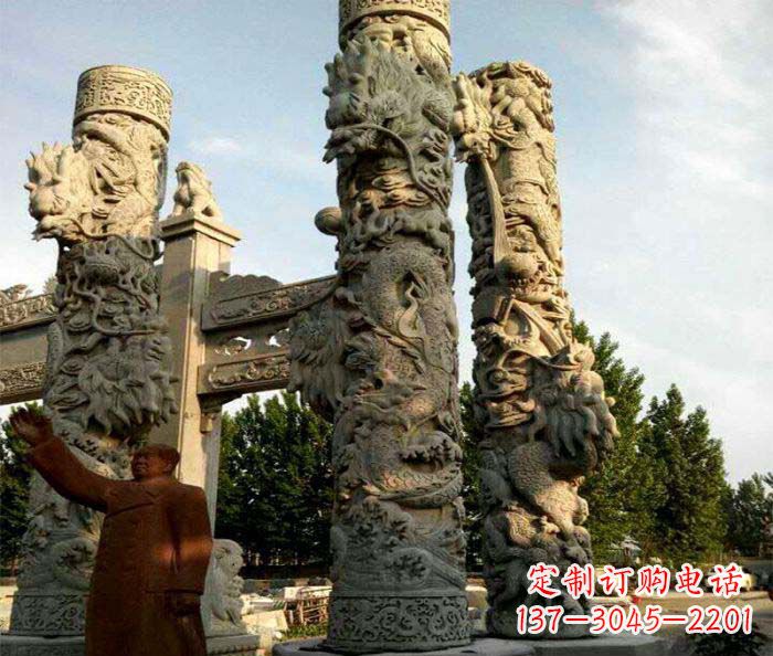 河南中领雕塑推出的震撼龙柱大理石雕,是一种典…