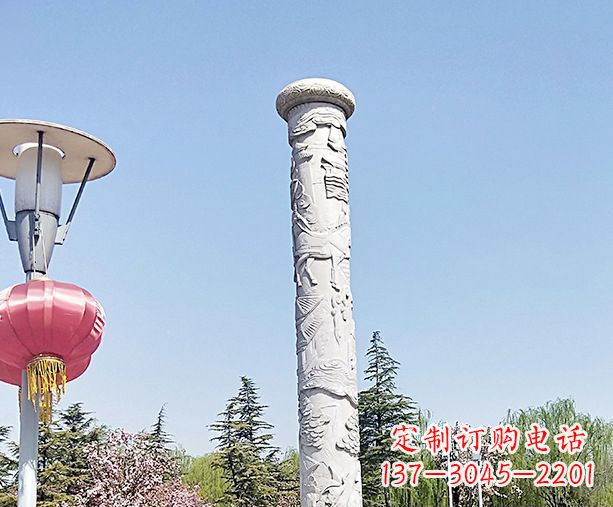 河南广场景观大理石龙柱石雕 (6)