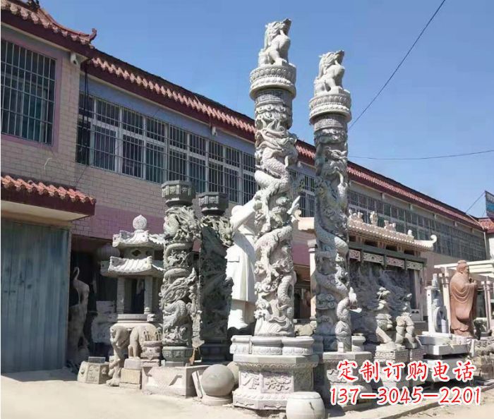河南广场景观大理石龙柱石雕_1
