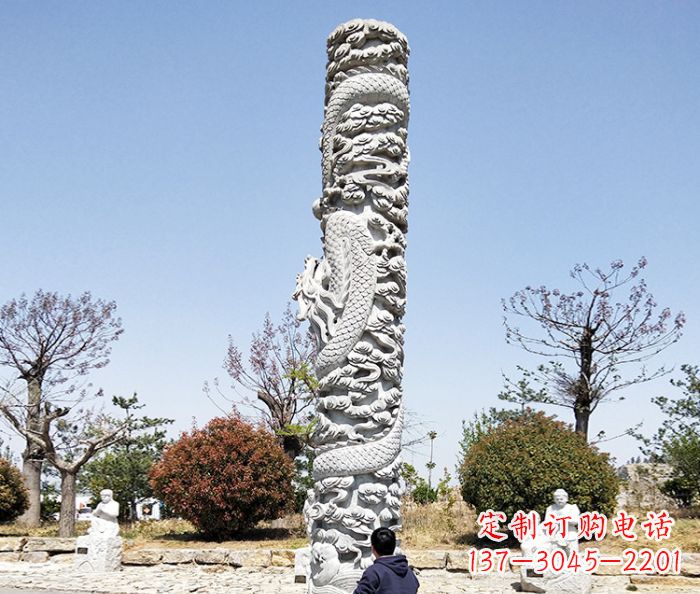 河南广场景观大理石盘龙柱石雕